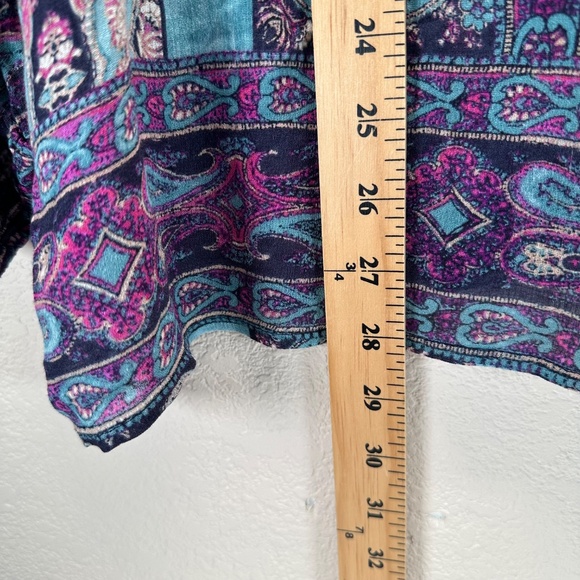 Lucky Brand Pullover style Top Tunic Moroccan Border Womens L Paisley Boho - Picture 10 of 14